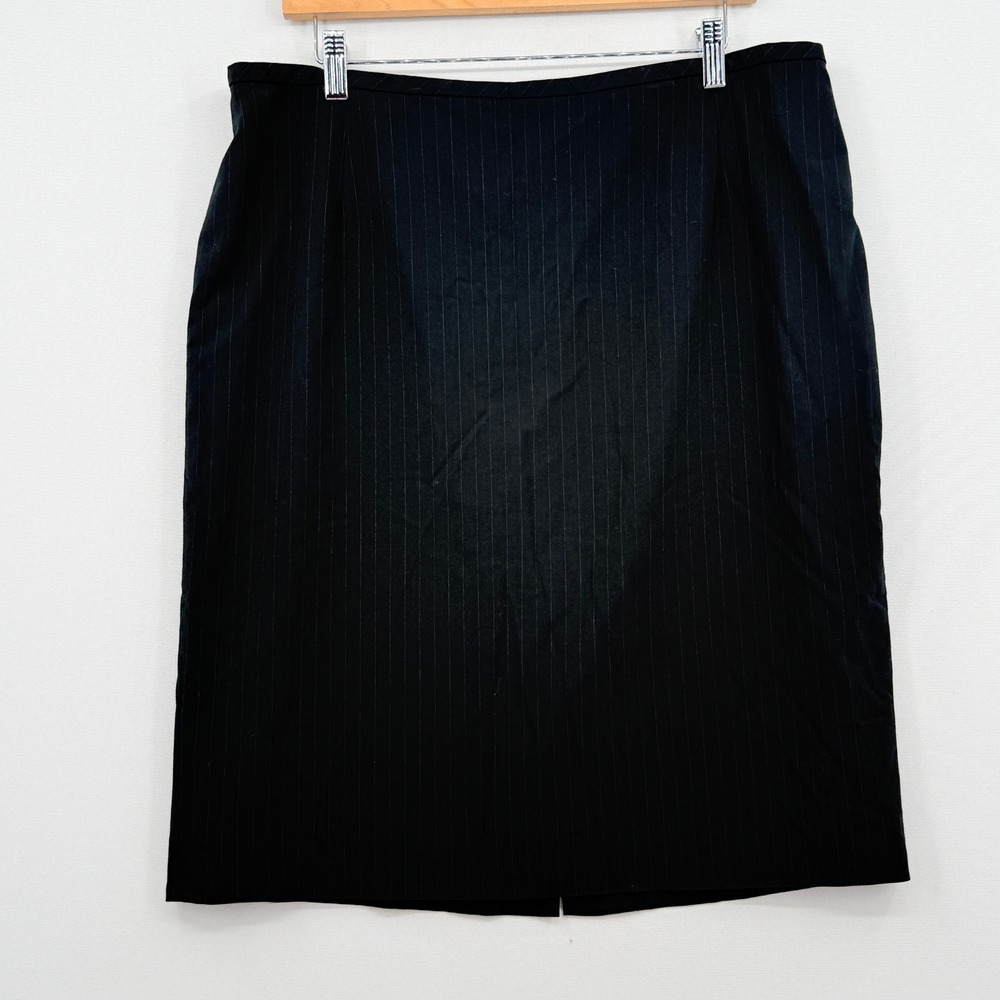 Calvin Klein Pencil Skirt Women 16 Dark Grey Pinstripe Professional Office Chic